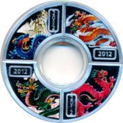 Cook Islands 4 Dollars Year of the Dragon. 4x1 dollar set 2012 2012 coin reverse