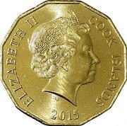 Cook Islands 5 Dollars Elizabeth II 4th portrait 2015  ELIZABETH II COOK ISLANDS IRB 2015 coin obverse Cook Islands 5 Dollars Elizabeth II 4th portrait 2015  ELIZABETH II COOK ISLANDS IRB 2015 coin obverse