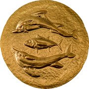 Cook Islands 5 Dollars Elizabeth II Dolphins and Tuna Cyzicus 2022  Silk Finish  coin reverse Cook Islands 5 Dollars Elizabeth II Dolphins and Tuna Cyzicus 2022  Silk Finish  coin reverse