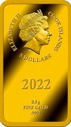 Cook Islands 5 Dollars Elizabeth II Gollum 2022  Proof ELIZABETH II COOK ISLANDS IRB 5 DOLLARS 2022 0.5 G FINE GOLD .9999 coin obverse Cook Islands 5 Dollars Elizabeth II Gollum 2022  Proof ELIZABETH II COOK ISLANDS IRB 5 DOLLARS 2022 0.5 G FINE GOLD .9999 coin obverse
