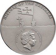 Cook Islands 5 Dollars Elizabeth II Livonian Crusades 2018  Antique Finish HISTORY OF THE CRUSADES ELIZABETH II COOK ISLANDS IRB 5 DOLLARS coin obverse Cook Islands 5 Dollars Elizabeth II Livonian Crusades 2018  Antique Finish HISTORY OF THE CRUSADES ELIZABETH II COOK ISLANDS IRB 5 DOLLARS coin obverse