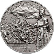 Cook Islands 5 Dollars Elizabeth II Livonian Crusades 2018  Antique Finish LIVONIAN CRUSADES ALBERT BISHOP OF RIGA 2018 coin reverse Cook Islands 5 Dollars Elizabeth II Livonian Crusades 2018  Antique Finish LIVONIAN CRUSADES ALBERT BISHOP OF RIGA 2018 coin reverse