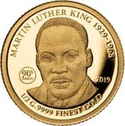 Cook Islands 5 Dollars Elizabeth II Martin Luther King 2019  Proof MARTIN LUTHER KING 1929-1968 90TH ANNIV. 2019 1/2 G .9999 FINEST GOLD coin reverse Cook Islands 5 Dollars Elizabeth II Martin Luther King 2019  Proof MARTIN LUTHER KING 1929-1968 90TH ANNIV. 2019 1/2 G .9999 FINEST GOLD coin reverse