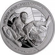 Cook Islands 5 Dollars Elizabeth II Spider-Man 2017  Proof SPIDER-MAN: HOMECOMING JM 1OZ .999 FINE SILVER © MARVEL © 2017 CPII coin reverse Cook Islands 5 Dollars Elizabeth II Spider-Man 2017  Proof SPIDER-MAN: HOMECOMING JM 1OZ .999 FINE SILVER © MARVEL © 2017 CPII coin reverse