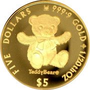 Cook Islands 5 Dollars Elizabeth II Teddy Bear 2019  Proof FIVE DOLLARS 999 9 1/20TH OZ TEDDYBEAR® $5 coin reverse Cook Islands 5 Dollars Elizabeth II Teddy Bear 2019  Proof FIVE DOLLARS 999 9 1/20TH OZ TEDDYBEAR® $5 coin reverse