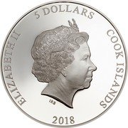 Cook Islands 5 Dollars Elizabeth II Tree Frog 2018  Proof ELIZABETH II 5 DOLLARS COOK ISLANDS IRB 2018 coin obverse Cook Islands 5 Dollars Elizabeth II Tree Frog 2018  Proof ELIZABETH II 5 DOLLARS COOK ISLANDS IRB 2018 coin obverse