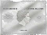 Cook Islands 5 Dollars Waldseemuller 2018  Prooflike ELIZABETH II COOK ISLANDS IRB 5 DOLLARS coin obverse Cook Islands 5 Dollars Waldseemuller 2018  Prooflike ELIZABETH II COOK ISLANDS IRB 5 DOLLARS coin obverse