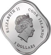Cook Islands 5 Dollars (Journey to Mexico) ELIZABETH II COOK ISLANDS 5 DOLLARS IRB coin obverse Cook Islands 5 Dollars (Journey to Mexico) ELIZABETH II COOK ISLANDS 5 DOLLARS IRB coin obverse