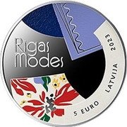 Latvia 5 Euro (Riga Fashion) RĪGAS MODES 5 EURO LATVIJA 2023 coin obverse