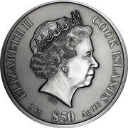Cook Islands 50 Dollars Elizabeth II Gods of Olympus 2016  Antique finish ELIZABETH II COOK ISLANDS IRB 1 KG $50 AG 999 coin obverse