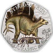 UK 50 Pence (Stegosaurus) STEGOSAURUS RN JURASSIC coin reverse