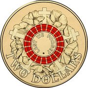 Australia Two Dollars (Lest We Forget. Commemorative Coin) LEST WE FORGET TWO DOLLARS coin reverse Australia Two Dollars (Lest We Forget. Commemorative Coin) LEST WE FORGET TWO DOLLARS coin reverse