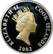 Cook Islands 1 Dollar Elizabeth II Accession of queen Elizabeth II 2002  Proof ELIZABETH II COOK ISLANDS RDM 2002 coin obverse