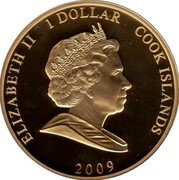 Cook Islands 1 Dollar Elizabeth II Apollo 11 2009  Prooflike ELIZABETH II 1 DOLLAR COOK ISLANDS 2009 coin obverse Cook Islands 1 Dollar Elizabeth II Apollo 11 2009  Prooflike ELIZABETH II 1 DOLLAR COOK ISLANDS 2009 coin obverse