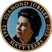 Cook Islands 1 Dollar Elizabeth II Diamond Jubilee. Blue background 2011  1952 DIAMOND JUBILEE 2012 SIXTY YEARS coin reverse Cook Islands 1 Dollar Elizabeth II Diamond Jubilee. Blue background 2011  1952 DIAMOND JUBILEE 2012 SIXTY YEARS coin reverse
