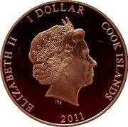 Cook Islands 1 Dollar Elizabeth II Diamond Jubilee. Yellow dress 2012  ELIZABETH II 1 DOLLAR COOK ISLANDS IRB 2012 coin obverse Cook Islands 1 Dollar Elizabeth II Diamond Jubilee. Yellow dress 2012  ELIZABETH II 1 DOLLAR COOK ISLANDS IRB 2012 coin obverse