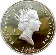 Cook Islands 1 Dollar (Elizabeth II Gymnastics) ELIZABETH II COOK ISLANDS 1 DOLLAR RDM 2004 coin obverse