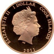 Cook Islands 1 Dollar (Elizabeth II King George V) ELIZABETH II 1 DOLLAR COOK ISLANDS IRB 2011 coin obverse Cook Islands 1 Dollar (Elizabeth II King George V) ELIZABETH II 1 DOLLAR COOK ISLANDS IRB 2011 coin obverse