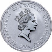 Cook Islands One Dollar Elizabeth II LF-15 2006  Proof ELIZABETH II ONE DOLLAR COOK ISLANDS RDM 2006 coin obverse Cook Islands One Dollar Elizabeth II LF-15 2006  Proof ELIZABETH II ONE DOLLAR COOK ISLANDS RDM 2006 coin obverse