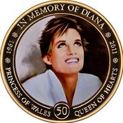 Cook Islands 1 Dollar (Elizabeth II Princess Diana of Wales.2) 1961 IN MEMORY OF DIANA 2011 PRINCESS OF WALES 50 QUEEN OF HEARTS coin reverse Cook Islands 1 Dollar (Elizabeth II Princess Diana of Wales.2) 1961 IN MEMORY OF DIANA 2011 PRINCESS OF WALES 50 QUEEN OF HEARTS coin reverse