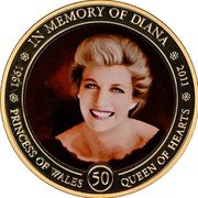 Cook Islands 1 Dollar Elizabeth II Princess Diana of Wales. 4 2011  Proof 1961 IN MEMORY OF DIANA 2011 PRINCESS OF WALES 50 QUEEN OF HEARTS coin reverse Cook Islands 1 Dollar Elizabeth II Princess Diana of Wales. 4 2011  Proof 1961 IN MEMORY OF DIANA 2011 PRINCESS OF WALES 50 QUEEN OF HEARTS coin reverse