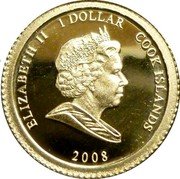 Cook Islands 1 Dollar Elizabeth II Royal Lion 2008  Proof ELIZABETH II 1 DOLLAR COOK ISLANDS 2008 coin obverse Cook Islands 1 Dollar Elizabeth II Royal Lion 2008  Proof ELIZABETH II 1 DOLLAR COOK ISLANDS 2008 coin obverse