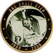 Cook Islands 1 Dollar (First Animal in Space dog Laika) ONE SMALL STEP 1969 2009 coin reverse Cook Islands 1 Dollar (First Animal in Space dog Laika) ONE SMALL STEP 1969 2009 coin reverse