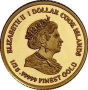 Cook Islands 1 Dollar (Pope Benedict XVI. In Valencia) ELIZABETH II 1 DOLLAR COOK ISLANDS 1/2 G .99999 FINEST GOLD coin obverse Cook Islands 1 Dollar (Pope Benedict XVI. In Valencia) ELIZABETH II 1 DOLLAR COOK ISLANDS 1/2 G .99999 FINEST GOLD coin obverse