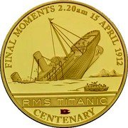 Cook Islands 1 Dollar RMS Titanic Centenary. Final Moments 2012 RMS TITANIC CENTENARY FINAL MOMENTS 2.20AM 15 APRIL 1912 coin reverse Cook Islands 1 Dollar RMS Titanic Centenary. Final Moments 2012 RMS TITANIC CENTENARY FINAL MOMENTS 2.20AM 15 APRIL 1912 coin reverse