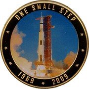 Cook Islands 1 Dollar (Saturn at launch) ONE SMALL STEP 1969 2009 coin reverse