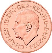 UK 1 Penny (Hibernating Hazel Dormouse) CHARLES III DEI GRA REX FID DEF MJ 2024 coin obverse UK 1 Penny (Hibernating Hazel Dormouse) CHARLES III DEI GRA REX FID DEF MJ 2024 coin obverse