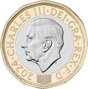 UK 1 Pound (Bees) CHARLES III DEI GRA REX F D MJ 2024 £ 1 ONE POUND coin obverse UK 1 Pound (Bees) CHARLES III DEI GRA REX F D MJ 2024 £ 1 ONE POUND coin obverse