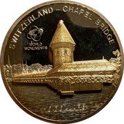 Cook Islands 10 Dollars (Chapel Bridge. Lucerna) WORLD MONUMENTS 10 DOLLARS SWITZERLAND - CHAPEL BRIDGE coin reverse