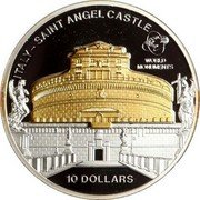 Cook Islands 10 Dollars Elizabeth II Saint Angel Castle 2012  Reverse Proof ITALY - SAINT ANGEL CASTLE WORLD MONUMENTS 10 DOLLARS coin reverse Cook Islands 10 Dollars Elizabeth II Saint Angel Castle 2012  Reverse Proof ITALY - SAINT ANGEL CASTLE WORLD MONUMENTS 10 DOLLARS coin reverse