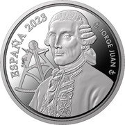 Spain 10 Euro 250th Anniversary of the Death of Jorge Juan 2023 ♔M JORGE JUAN ESPAÑA 2023 coin obverse Spain 10 Euro 250th Anniversary of the Death of Jorge Juan 2023 ♔M JORGE JUAN ESPAÑA 2023 coin obverse