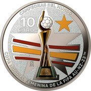 Spain 10 Euro (Women's World Champions) FIFA™ WOMEN'S WORLD CUP TM ♔M CAMPEONAS DEL MUNDO COPA MUNDIAL FEMENINA DE LA FIFA AU-NZ-23™ 10 EURO coin reverse Spain 10 Euro (Women's World Champions) FIFA™ WOMEN'S WORLD CUP TM ♔M CAMPEONAS DEL MUNDO COPA MUNDIAL FEMENINA DE LA FIFA AU-NZ-23™ 10 EURO coin reverse