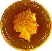 Cook Islands 100 Dollars (Elizabeth II 77th Birthday of the Empress) ELIZABETH II 100 DOLLARS COOK ISLANDS IRB 2011 coin obverse