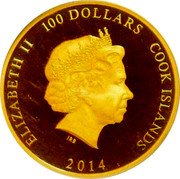 Cook Islands 100 Dollars (Elizabeth II Coronation) ELIZABETH II 100 DOLLARS COOK ISLANDS IRB 2014 coin obverse