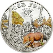 Cook Islands 2 Dollars Elizabeth II Red Fox 2014  Proof RED FOX WORLD OF HUNTING 2014 coin reverse