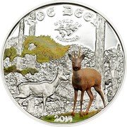 Cook Islands 2 Dollars Elizabeth II Roe Deer 2014  Proof ROE DEER WORLD OF HUNTING 2014 coin reverse