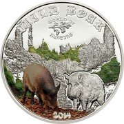 Cook Islands 2 Dollars Elizabeth II Wild Boar 2014  Proof WILD BOAR WORLD OF HUNTING 2014 coin reverse