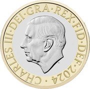 UK 2 Pounds (National Flowers) CHARLES III DEI GRA REX FID DEF MJ 2024 coin obverse UK 2 Pounds (National Flowers) CHARLES III DEI GRA REX FID DEF MJ 2024 coin obverse
