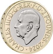 UK 2 Pounds (The National Gallery 200 Years) CHARLES III D G REX F D 2 POUNDS 2024 MJ coin obverse UK 2 Pounds (The National Gallery 200 Years) CHARLES III D G REX F D 2 POUNDS 2024 MJ coin obverse