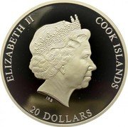 Cook Islands 20 Dollars Elizabeth II Girl with a Pearl Earring 2014  Proof ELIZABETH II COOK ISLANDS IRB 20 DOLLARS coin obverse