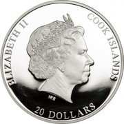 Cook Islands 20 Dollars Elizabeth II Pieta 2014  Proof; With 26 swarovski crystals inset ELIZABETH II COOK ISLANDS IRB 20 DOLLARS coin obverse