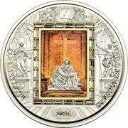 Cook Islands 20 Dollars Elizabeth II Pieta 2014  Proof; With 26 swarovski crystals inset MASTERPIECES OF ART MICHELANGELO BUONARROTI 2014 coin reverse