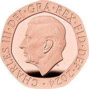 UK 20 Pence (Puffin) CHARLES III DEI GRA REX FID DEF 2024 MJ coin obverse UK 20 Pence (Puffin) CHARLES III DEI GRA REX FID DEF 2024 MJ coin obverse