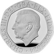 UK 20 Pence (Puffin) CHARLES III DEI GRA REX FID DEF 2024 MJ coin obverse UK 20 Pence (Puffin) CHARLES III DEI GRA REX FID DEF 2024 MJ coin obverse