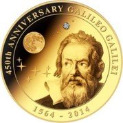 Cook Islands 200 Dollars Elizabeth II Galileo Galilei 2014  Proof 450TH ANNIVERSARY GALILEO GALILEI 1564 - 2014 coin reverse