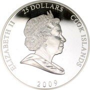 Cook Islands 25 Dollars (Elizabeth II 20th anni. of the Coronation) ELIZABETH II 25 DOLLARS COOK ISLANDS 2009 coin obverse Cook Islands 25 Dollars (Elizabeth II 20th anni. of the Coronation) ELIZABETH II 25 DOLLARS COOK ISLANDS 2009 coin obverse